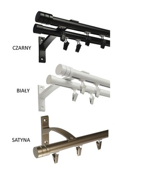 Karnisz szynowy ALUMINIUM podwójny fi 19 200 cm