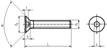 Черный конический винт M5x14 с внутренним шестигранником 10 шт.