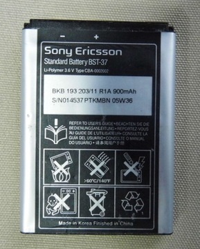 ОРИГИНАЛЬНЫЙ АККУМУЛЯТОР BST-37 SONY ERICSSON V600i V630i