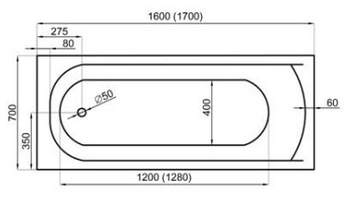 CLASSIC прямоугольная ванна 170х70 см + сифон