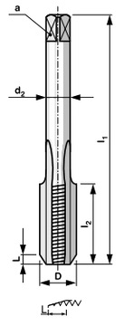 Gwintownik calowy UNF 6-40 2cz ręczny HSS DIN 2181