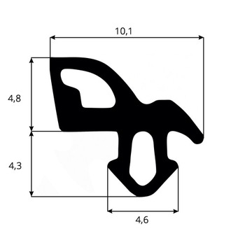 Уплотнитель для окон Черный ПВХ ALUPLAST S-1172 10м