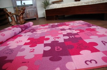 DYWAN DZIECIĘCY 55x165 PUZZLE fiolet DZIEWCZYNKI #EE1512