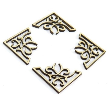 4x DEKOR SCRAPKI NAROŻNIK DREWNIANY 40x40mm DK94