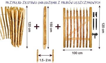 Leszczynowy płot ogrodzenie 1 metr 120cm 8-10 cm