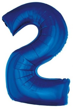 Balon Foliowy Cyfra z Cyfrą 2 Dwa Niebieski 85 cm.