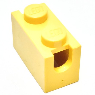 08398 LEGO 3317 331724 - brick 1x2 uchwyt - żółty - 1szt