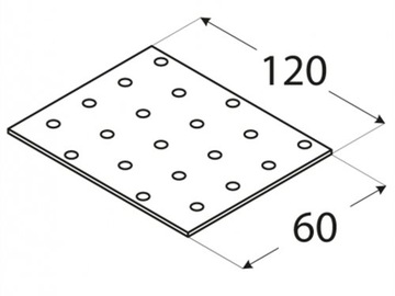 PP29 ПЕРФОРИРОВАННАЯ СОЕДИНИТЕЛЬНАЯ ПЛИТА, ПЛОСКАЯ 60x120 10шт.