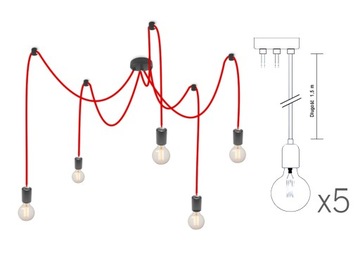 LAMPA WISZĄCA SUFITOWA PAJĄK 5 SPIDER 5