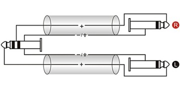 Кабель Jack 6.3 стерео/2xJack 6.3 моно, 6 м