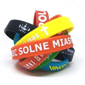 OPASKI SILIKONOWE Z TŁOCZENIEM I WYPEŁNIENIEM GRAFIKA LOGO TEKST 12mm