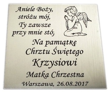 Tabliczka 6x6 chrzest komunia ślub GRAWER