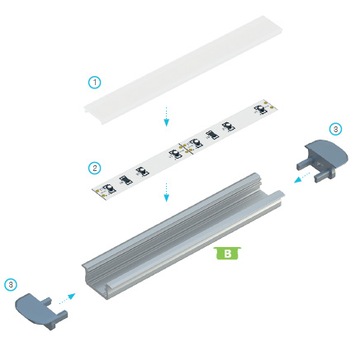 АЛЮМИНИЕВЫЙ ПРОФИЛЬ B INOX 2M ДЛЯ СВЕТОДИОДНЫХ ЛЕНТ