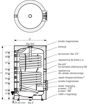 Нагреватель Galmet, солнечный бак 200 л, два, 2 змеевика 26-209000