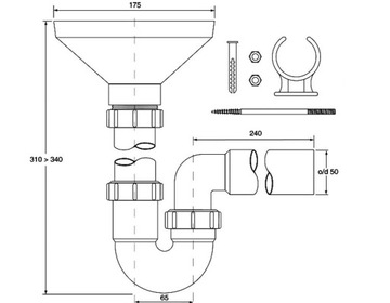 SYFON BOJLEROWY 1 1/2''x 50MM 80 L/MIN POD ZAWÓR BEZPIECZEŃSTWA