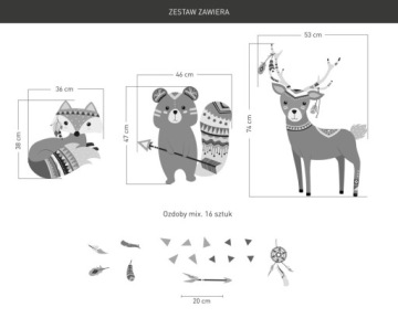 Наклейка на стену МЕДВЕДЬ ЛИСА СОВА ОЛЕНЬ Индийский XXL