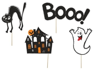 GADŻETY DO FOTOBUDKI ZDJĘĆ HALLOWEEN BOOO! 4 SZT