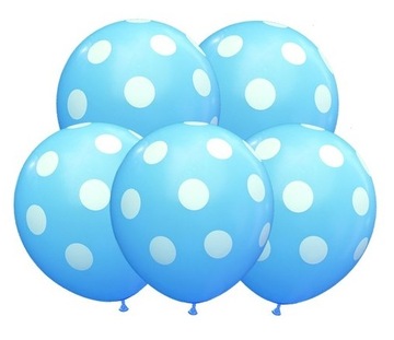 BALONY NA ROCZEK NIEBIESKIE KROPKI URODZINKI 5 SZT