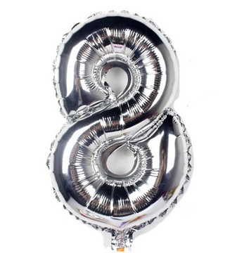 BALON FOLIOWY HEL CYFRA 8 ÓSEMKA SREBRNA 80cm