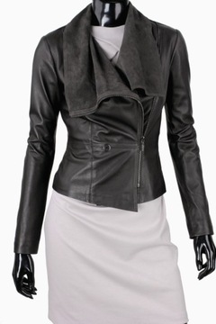 Čierna dámska kožená bunda Šálová z prírodnej kože DORJAN LEN450 L