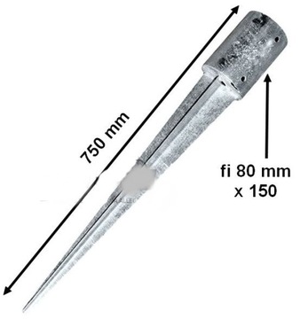 КРУГЛЫЙ АНКЕР НА ОСНОВЕ ПРИВОДНОЙ СТОЙКИ 80MM PL 75CM