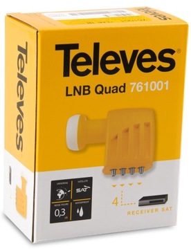 Спутниковый конвертер Quad Quadlish Televes HD 4K LNB 4 SAT ANDENNA