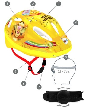 Велосипедный шлем для самоката и скейтборда окружность 52-56 см ВИННИ-ПУХ