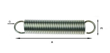 SPRĘŻYNA NACIĄGOWA Z UCHEM FI 50x180x5 mm OCYNK