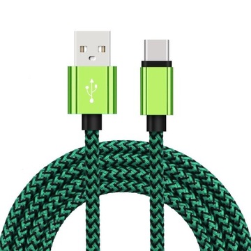 WZMOCNIONY KABEL USB C USB-C NYLON PLECIONY KOLORY