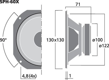 Широкополосный громкоговоритель Monacor SPH-60X, 30 Вт RMS