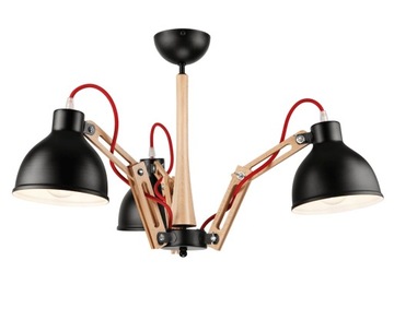 3 CZARNA LAMPA PAJĄK DREWNO NATURAL LOFT SKANDI