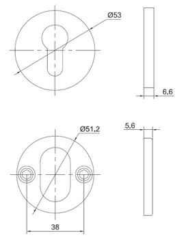 Розетка для вставки, круглая табличка, набор INOX