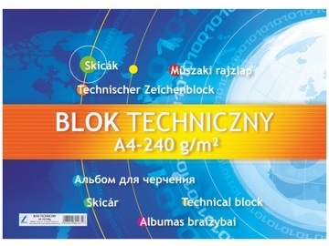 Blok techniczny A4 Kreska 10 BIAŁYCH KARTEK 250 G