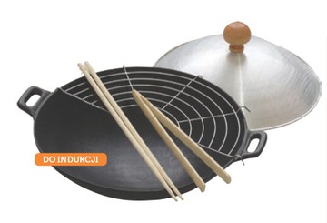 Wok żeliwny 31cm ruszt pałeczki Zest for Life