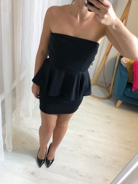 sukienka Zara baskinka falbana mala czarna H&M