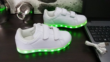 BUTY LED ŚWIECĄCE PODSWIETLANE NA RZEP ROZ.21