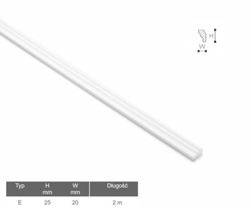 Планка декоративная NMC NOMASTYL -E- 25x20мм 2mb