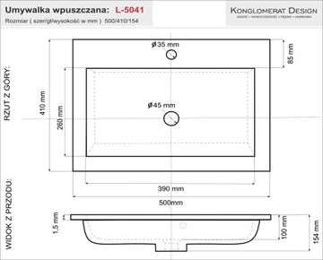 Умывальник Line 50 NanoShine, тонкий бортик, 50х41 Хит!