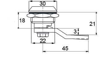 ЗАМОК ДЛЯ КОРОБКИ С КЛЮЧОМ ТРЕУГОЛЬНИК 9 FI 22X18 22 x 18 L= 53 ММ