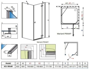 Кабина RADAWAY ALMATEA KDJ 80x80 ПРОЗРАЧНЫЕ ПРАВА