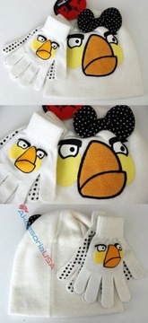 Зимний комплект из перчаток и шапки детский ANGRY BIRDS Bow White