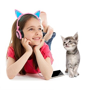 СКЛАДНЫЕ НАУШНИКИ CAT EAR, СВЕТОДИОДНАЯ ПОДСВЕТКА