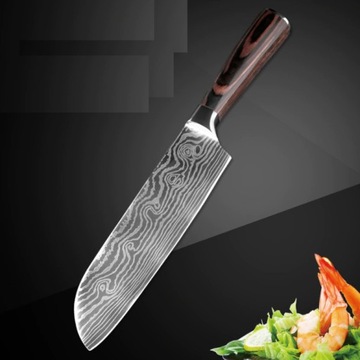 SANTOKU Кухонный нож из дамасской стали