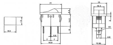 Przełącznik klawiszowy 3p podśw 12V żółty FV(0566c