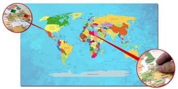 ПРОБКОВАЯ доска Карта мира со странами изображение 90x50