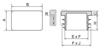 Zaślepka profila szara 10x20mm prostokąt 5szt.