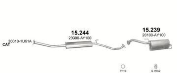 Tłumiki komplet Nissan Micra 1,0+1,2+1,4 02-03r.