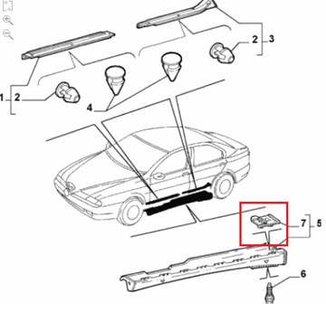 Крепление накладки на порог слева, Alfa Romeo 166