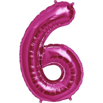 BALON FOLIOWY CYFRA 6 CYFRY HEL RÓŻOWY RÓŻ 100cm