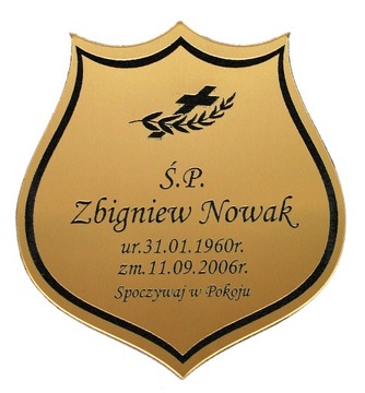 Tabliczka nagrobkowa nagrobna 24,50x27 cm GRAWER